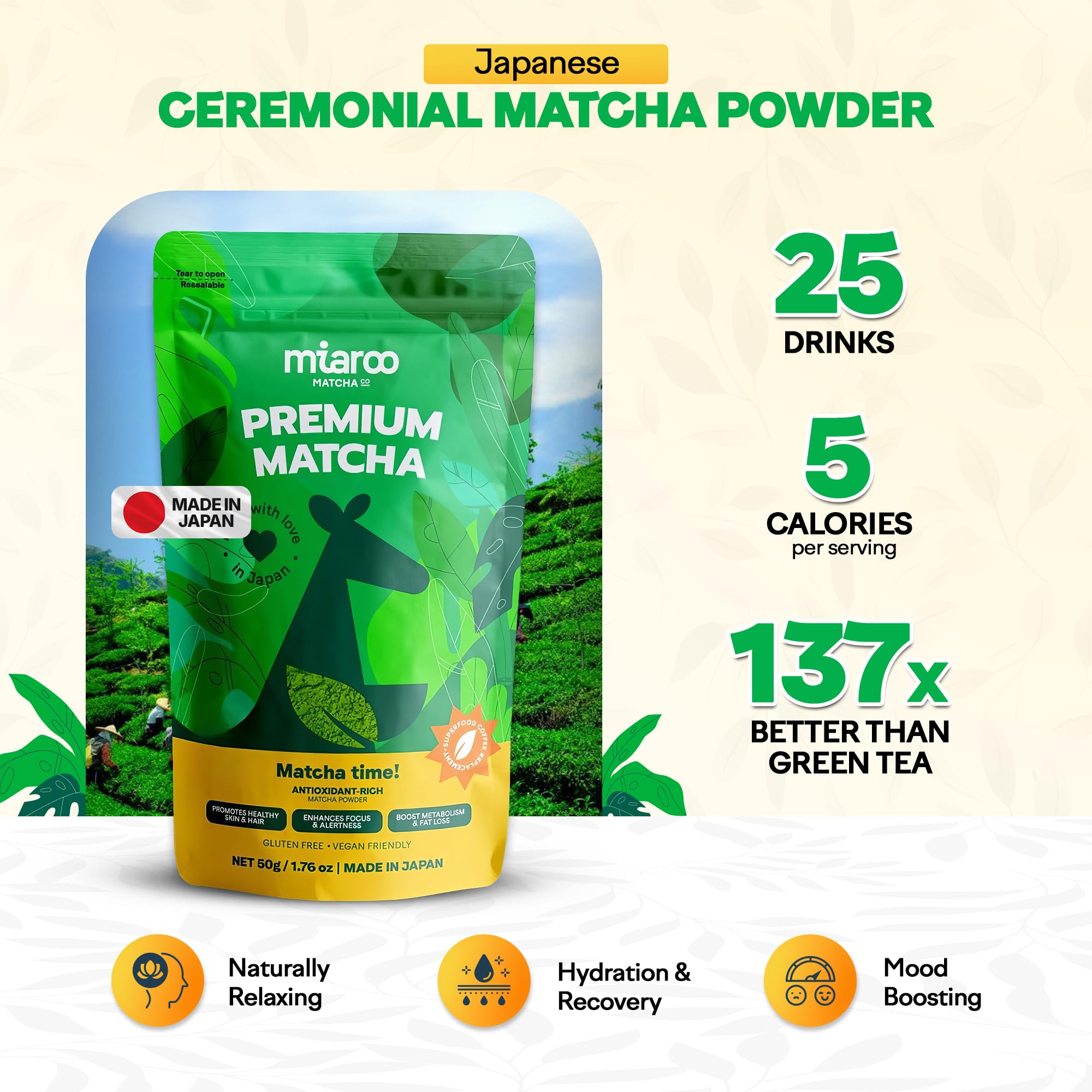 Miaroo latte cremoso con espuma, ideal como sustituto del café