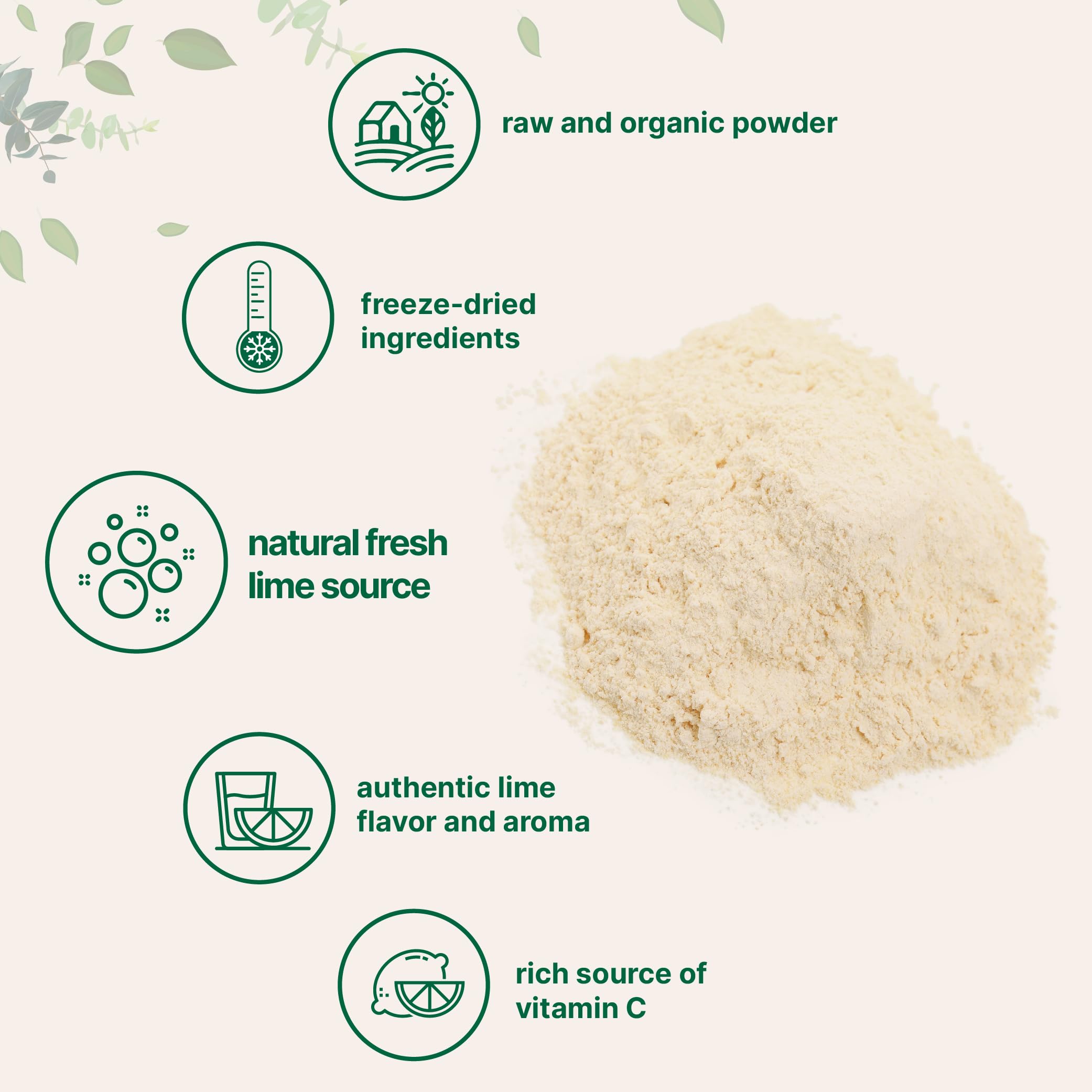 Micro Ingredients polvo de lima disolviéndose en un batido, aportando brillo cítrico natural