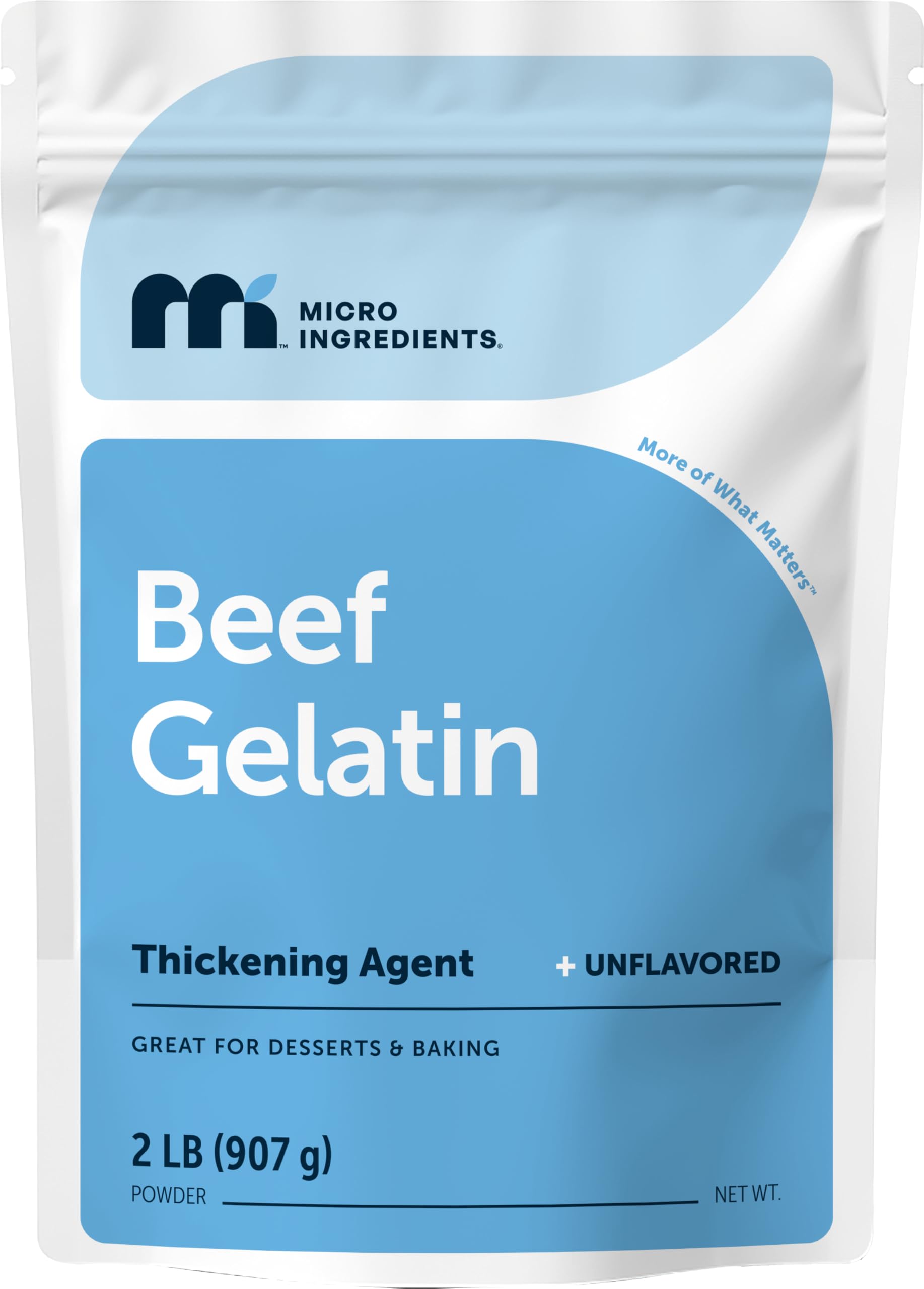 Micro Ingredients empaque frontal de gelatina de res, envase de 2 lb beneficioso