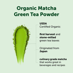 Micro Ingredients latte con matcha cremoso mostrando mezcla uniforme y espuma