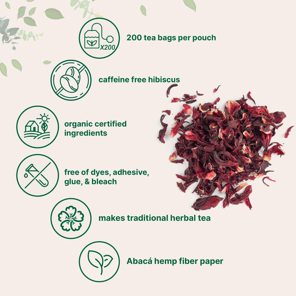 Micro Ingredients taza con bolsita de hibisco infusionando color y sabor vibrante