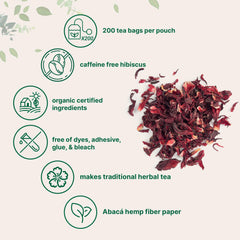 Micro Ingredients taza con bolsita de hibisco infusionando color y sabor vibrante