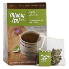 Mighty Leaf frente del empaque mostrando caja y 15 bolsitas, ideal para regalo