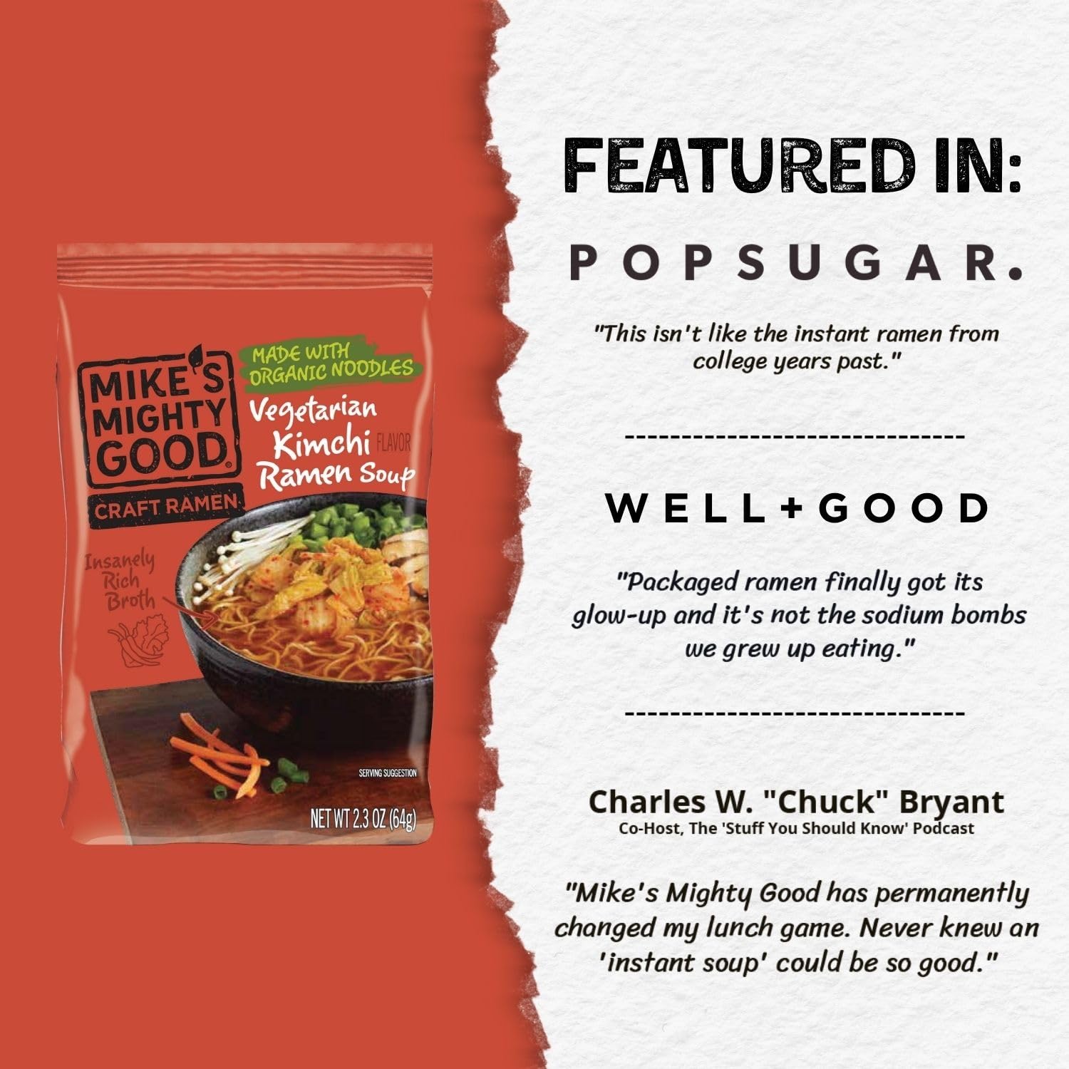 Mike's Mighty Good ingredientes: repollo napa, miso y chiles que aportan umami