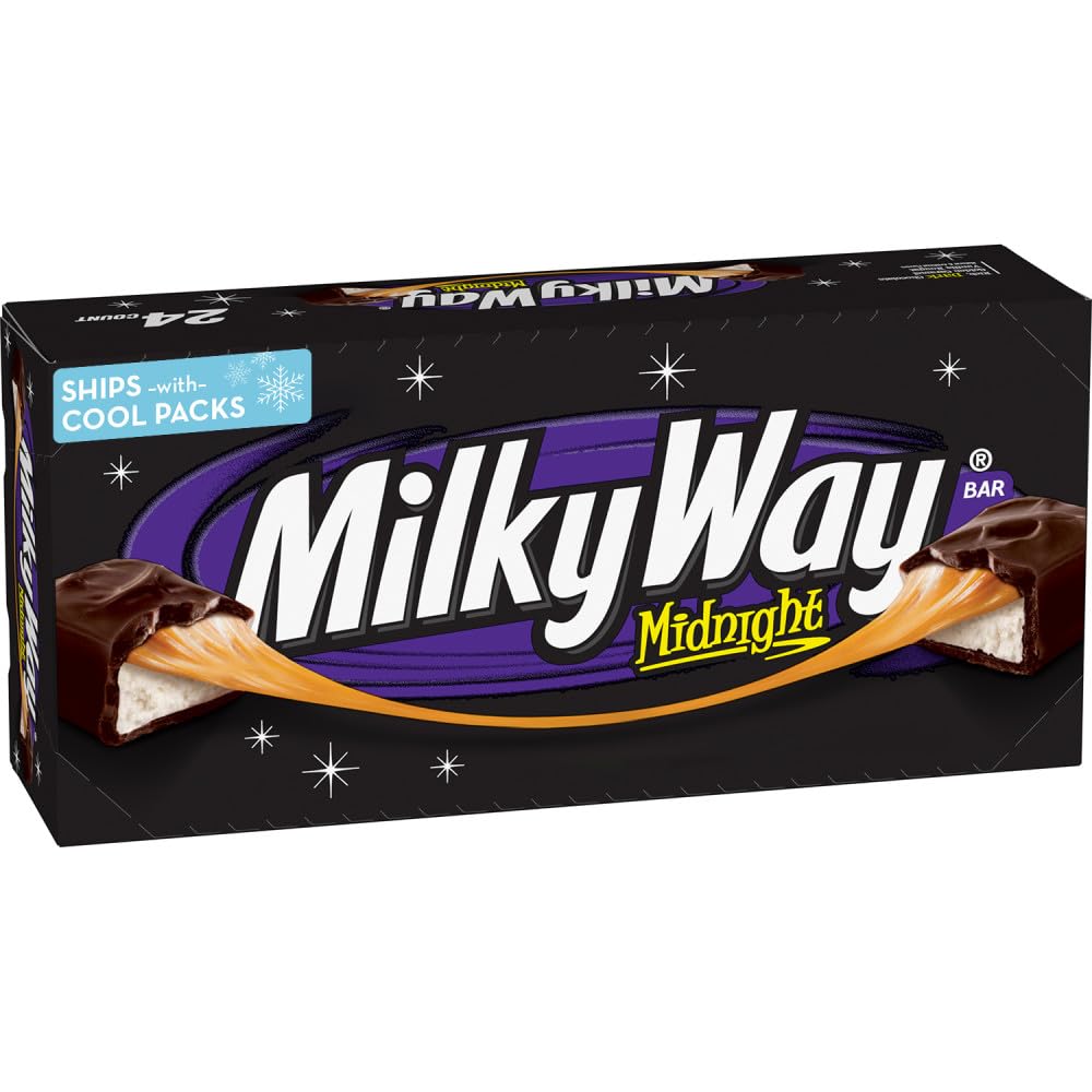 Milky Way vista frontal de la caja de 24 barras mostrando el paquete y beneficio conveniencia