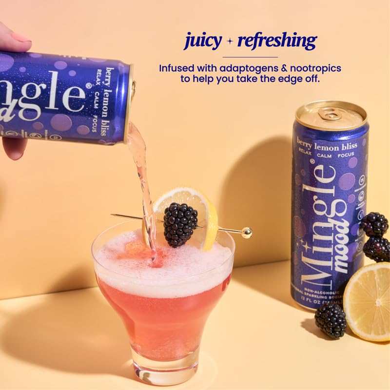Mingle Mocktails ingredientes: bayas y limón frescos, imagen que sugiere sabor natural