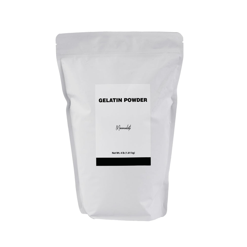 Minimalist bolsa de gelatina en polvo frontal, conveniente para recetas