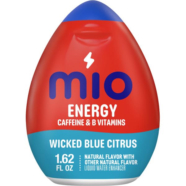 Mio cierre y etiqueta con ingredientes y beneficios para identificar cafeína y vitaminas