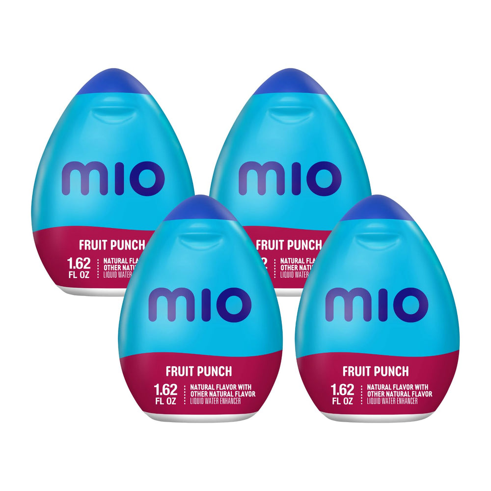 Mio frasco frontal pack de 4 mostrando sabor frutal y conveniencia
