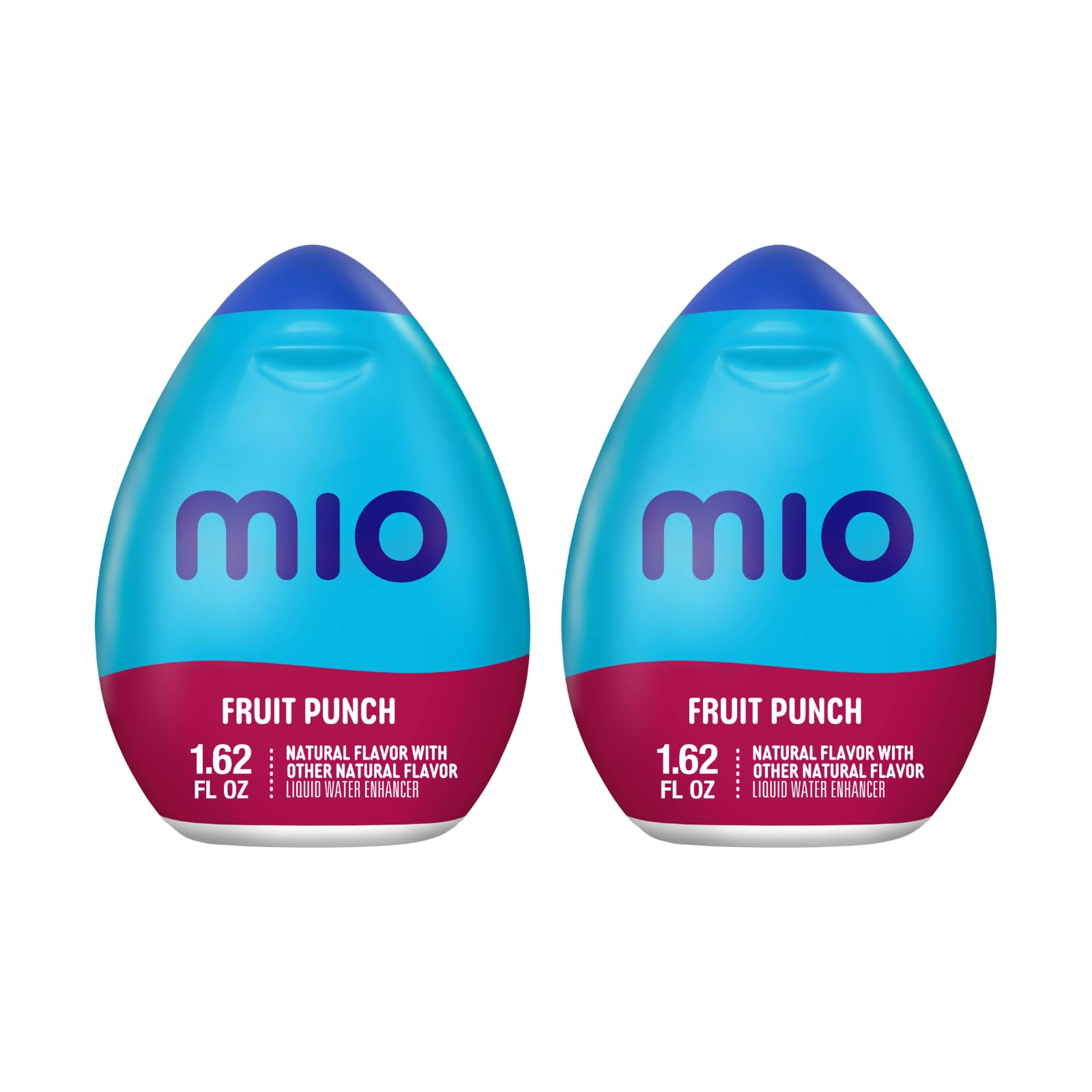 MiO botella frontal con diseño compacto y sabor Fruit Punch, fácil identificación