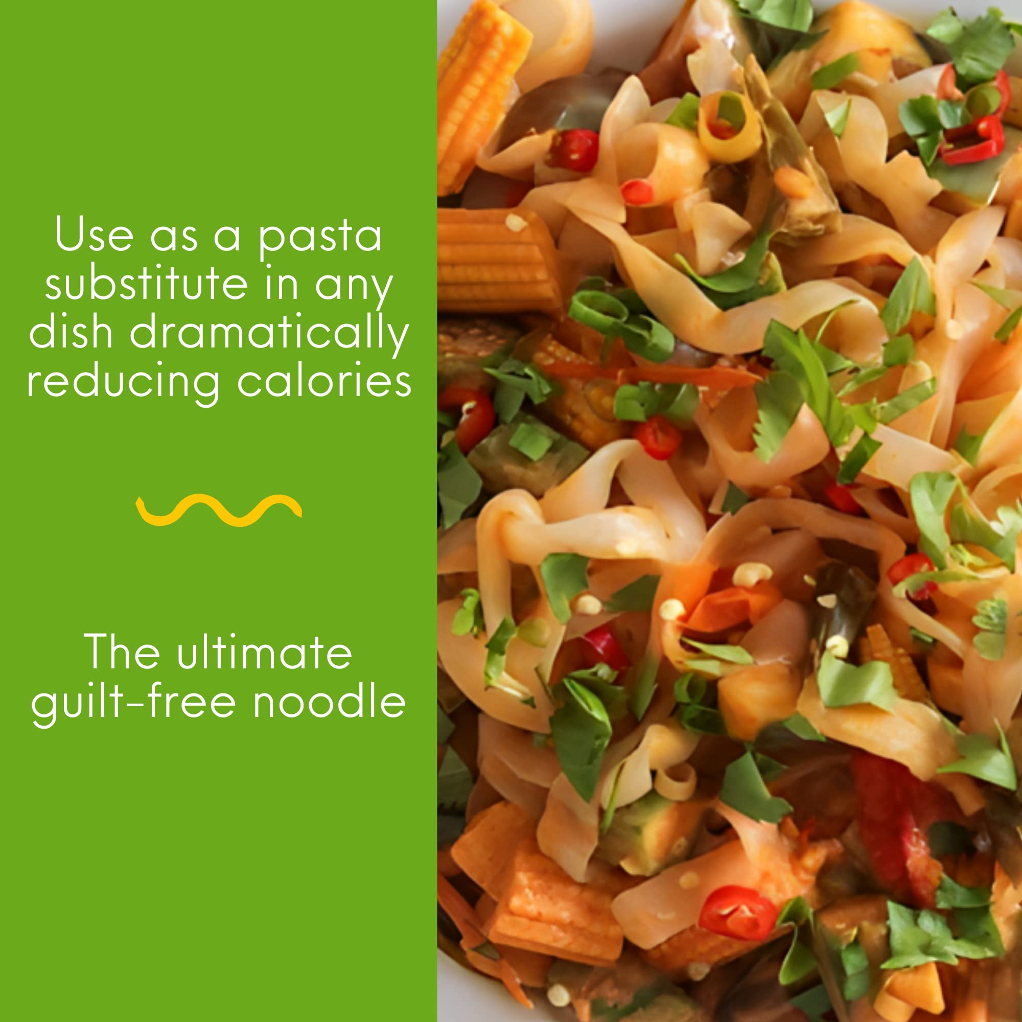 Miracle Noodle textura de fettuccine cerca que destaca su apariencia y versatilidad