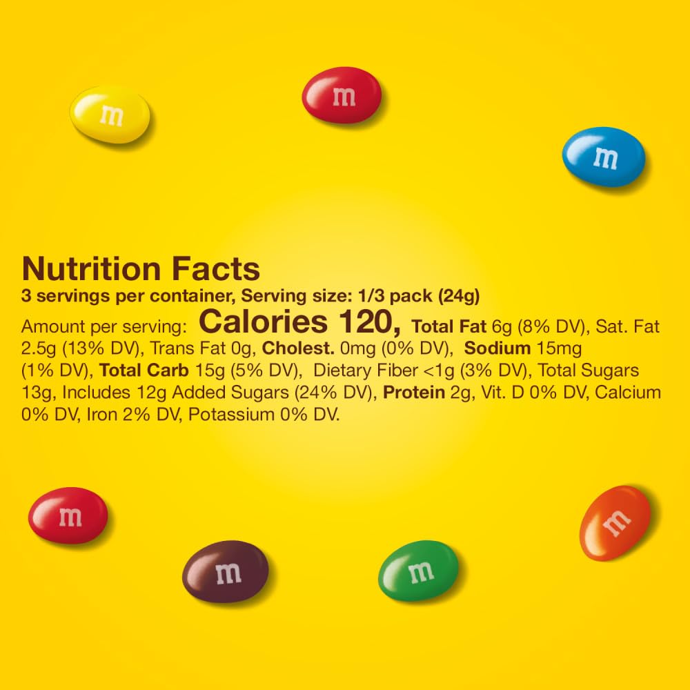 M&M'S etiqueta nutricional legible y fácil de consultar para planificación