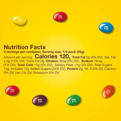 M&M'S etiqueta nutricional legible y fácil de consultar para planificación