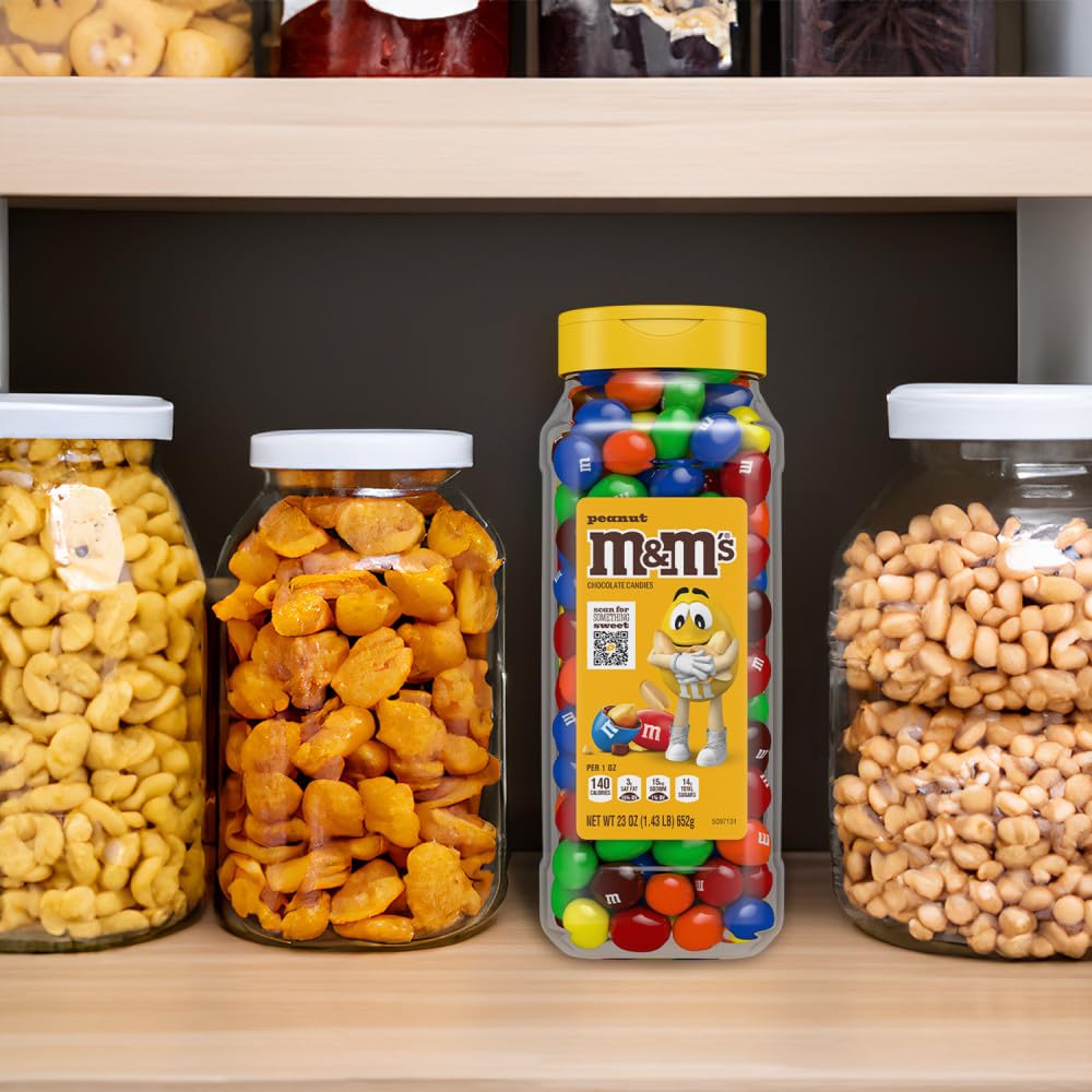 M&M's etiqueta del tarro mostrando material reciclado y cierre reseñable