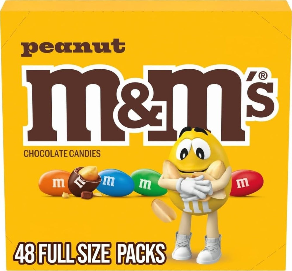 M&M'S empaque frontal mostrando pack de 48 bolsas, ideal para eventos