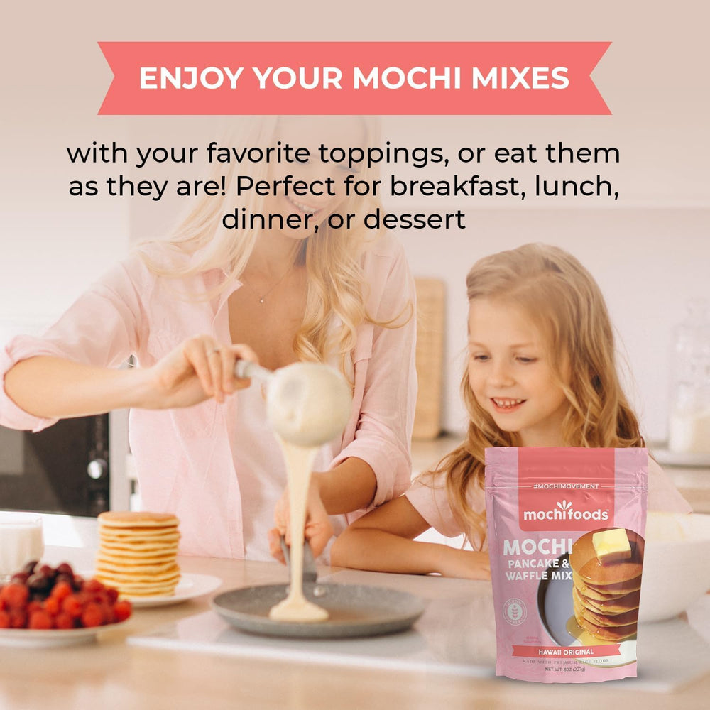 Mochi Foods comparación de tamaño con ingredientes, ideal para porciones familiares