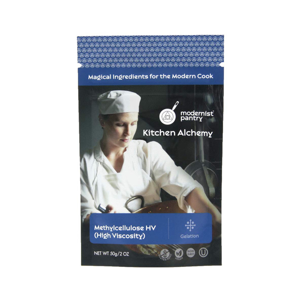 Modernist Pantry frente del paquete mostrando 50g y texto claro