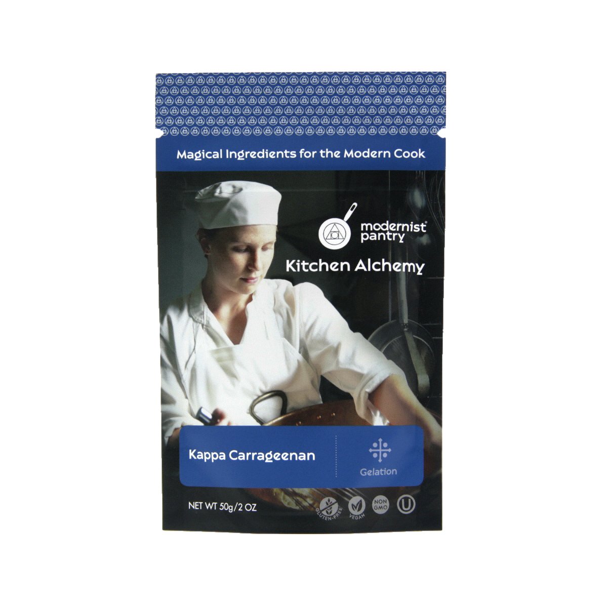 Modernist Pantry envase frontal de kappa carrageenan mostrando presentación y pureza