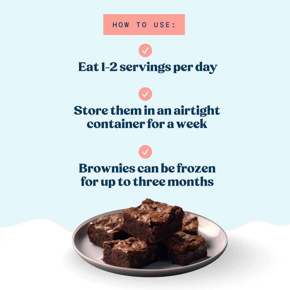 Mommy Knows Best brownie junto a regla para comparar tamaño de la porción