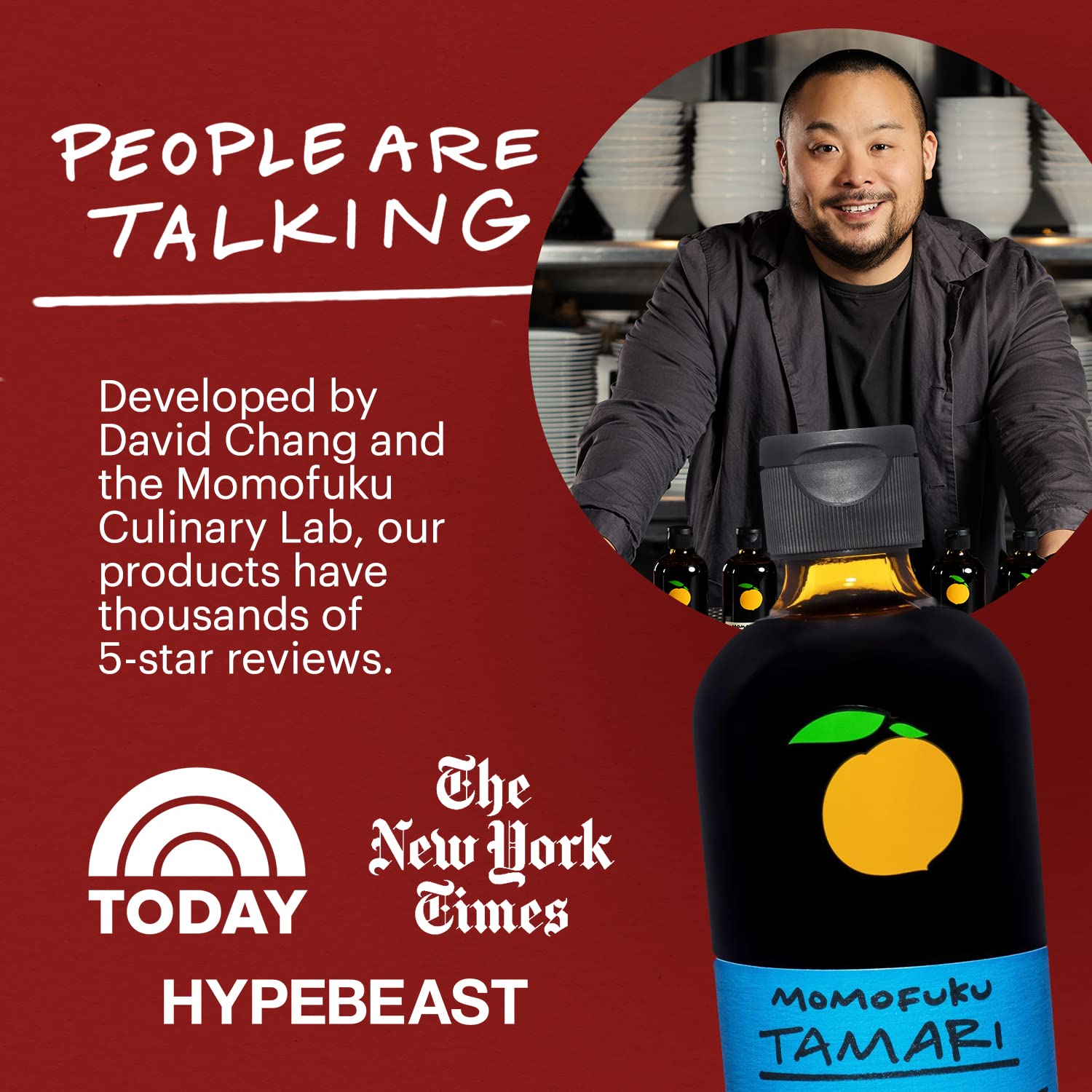 Momofuku tamari vertido desde la botella con beneficio de realzar sabores