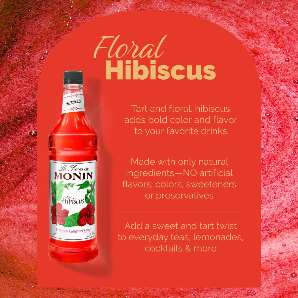 Monin jarabe en cóctel servido con hielo resaltando sabor floral