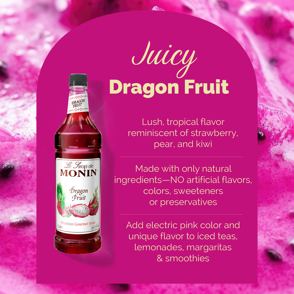 Monin jarabe Dragon Fruit servido en cóctel para un acabado visual atractivo