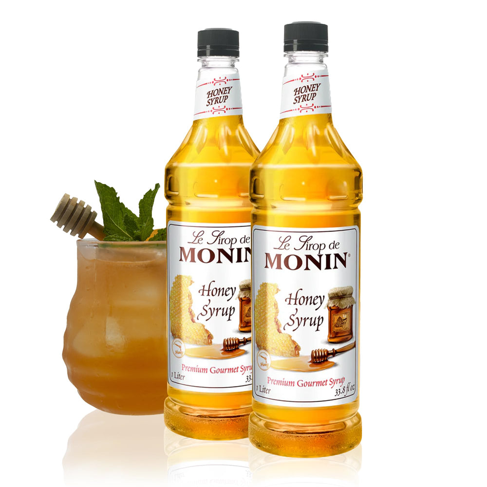 Monin jarabe de miel frontal mostrando etiqueta clara y formato 1 litro