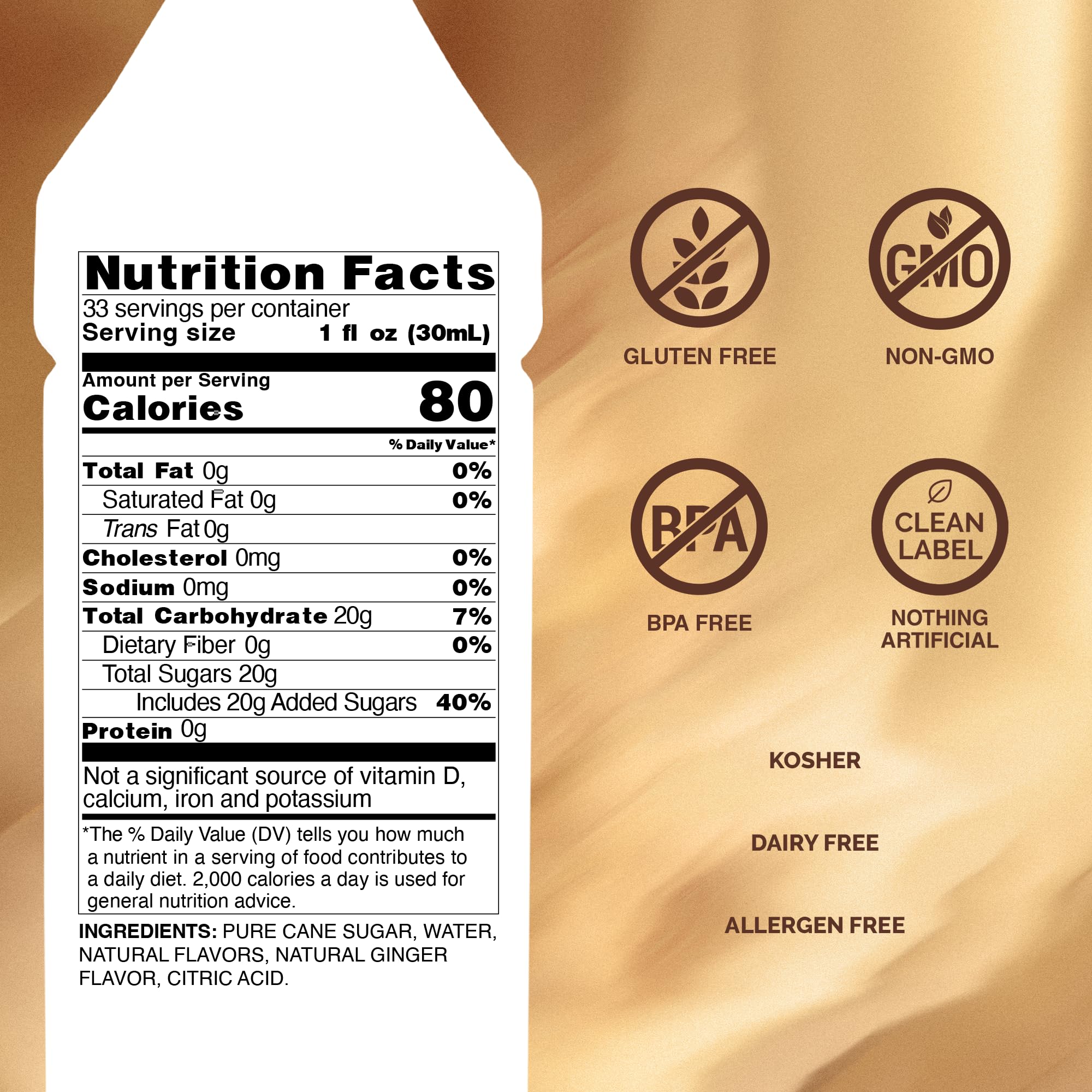 Monin jengibre textura líquida dorada para sabor intenso