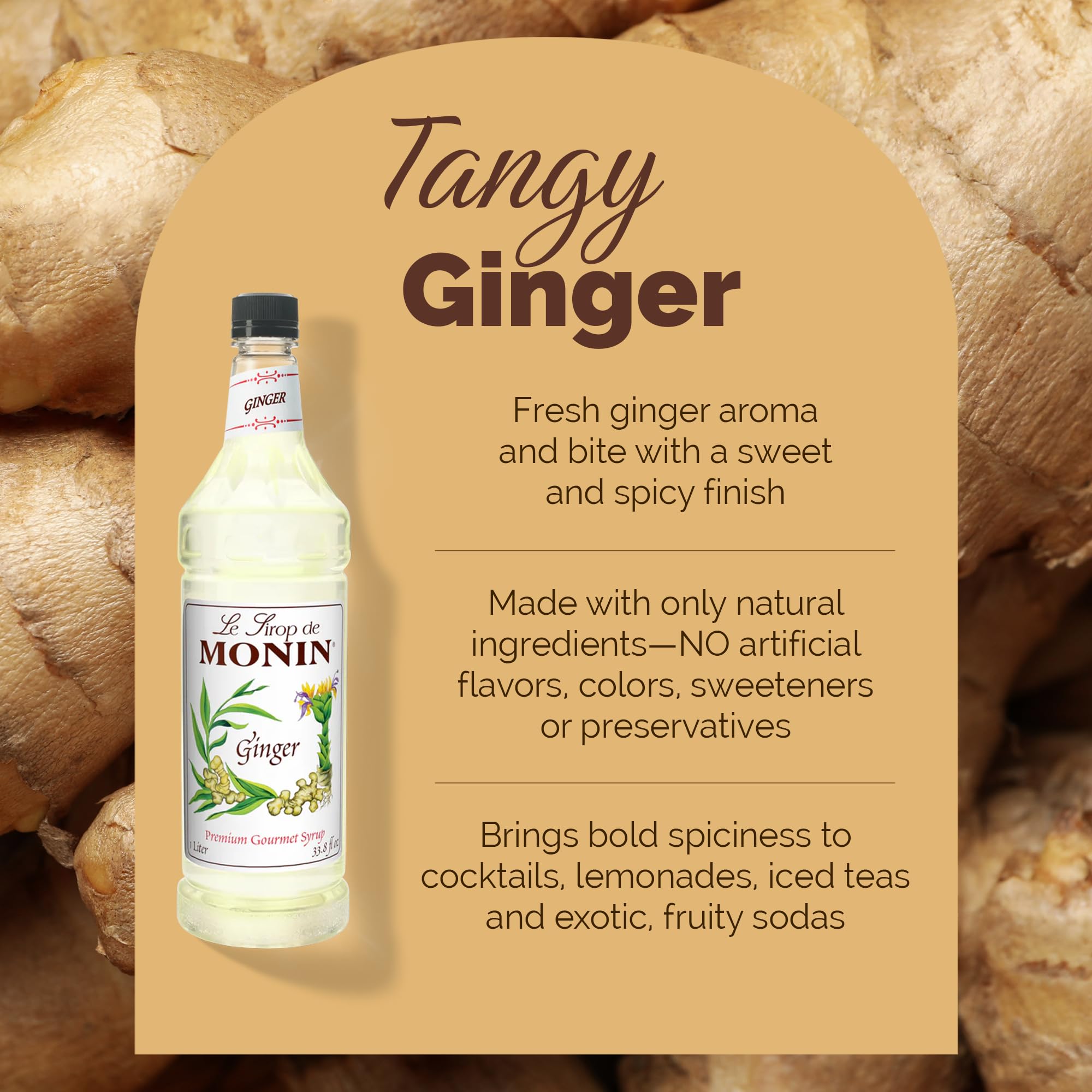 Monin jengibre vertiéndose en latte para aroma especiado