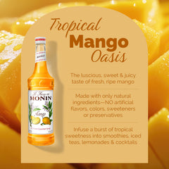 Cóctel con Monin Mango Syrup añadiendo sabor tropical y color atractivo
