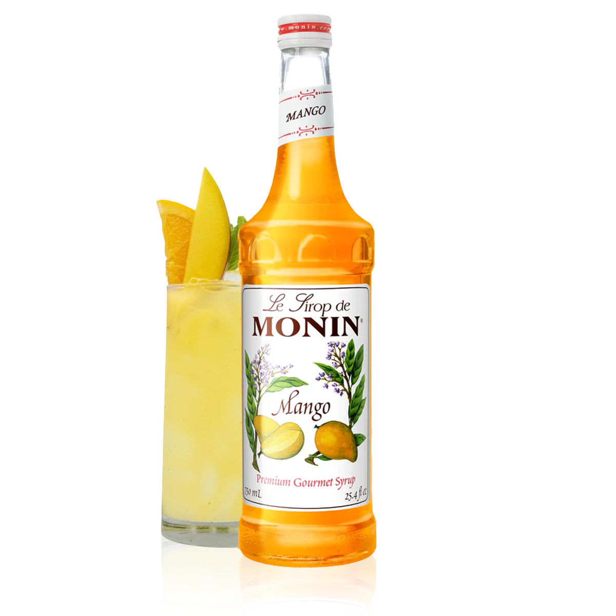 Monin botella de mango al frente mostrando presentación y tamaño útil