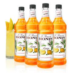 Monin botella frontal paquete de 4 mostrando etiqueta y tamaño profesional