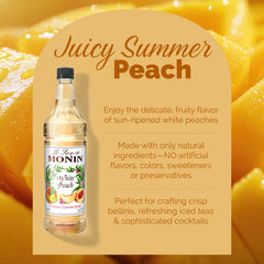 Monin melocotón blanco en cóctel resaltando sabor frutal en bebida