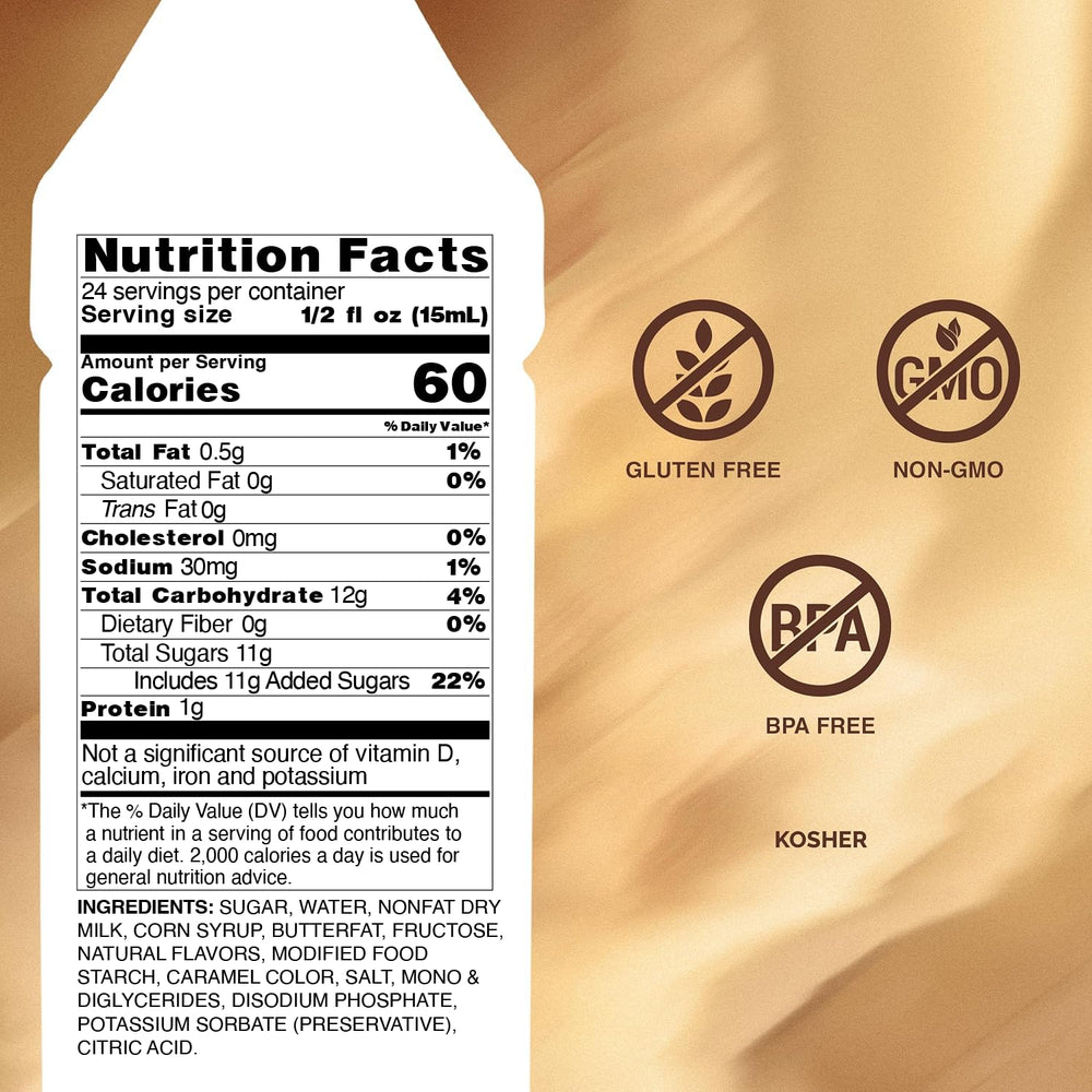 Monin salsa caramelo textura cremosa primer plano que resalta untuosidad y brillo
