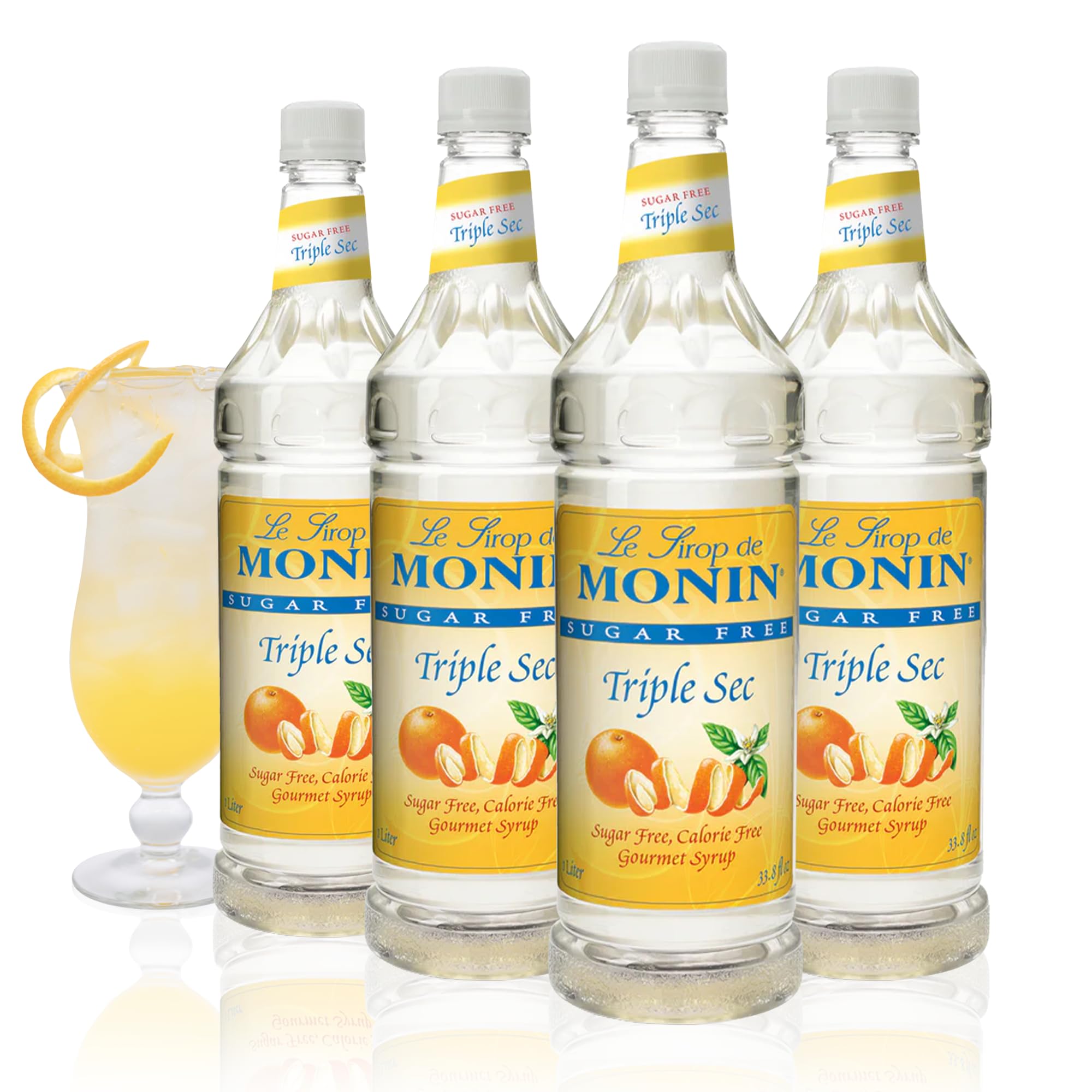 Monin sirope sin azúcar visión frontal del pack mostrando volumen y etiqueta clara