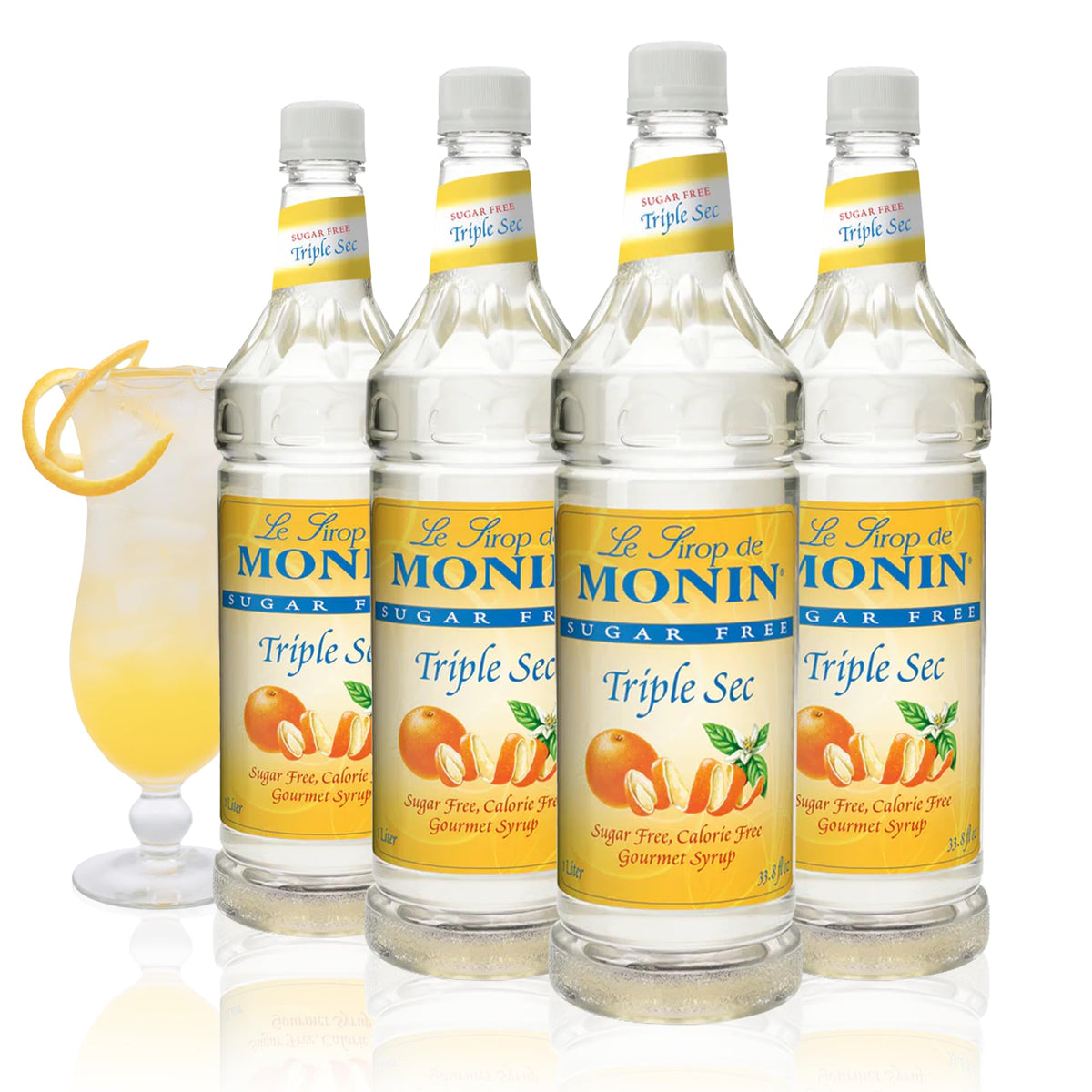 Monin sirope sin azúcar visión frontal del pack mostrando volumen y etiqueta clara