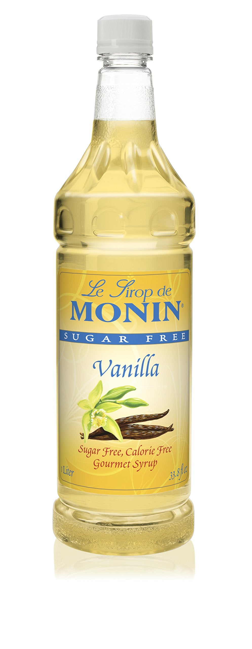 Monin botella 1L Sugar Free Vanilla vista frontal para control de stock y servicio