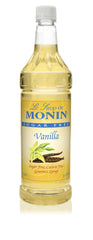 Monin botella 1L Sugar Free Vanilla vista frontal para control de stock y servicio