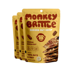Monkey Brittle vista frontal del paquete mostrando el diseño y tamaño práctico