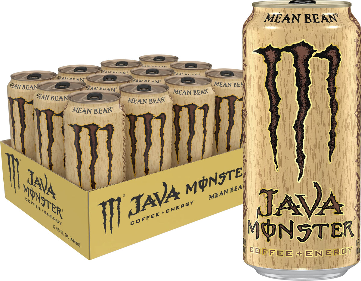 Monster Java Mean Bean frontal mostrando lata y diseño atractivo