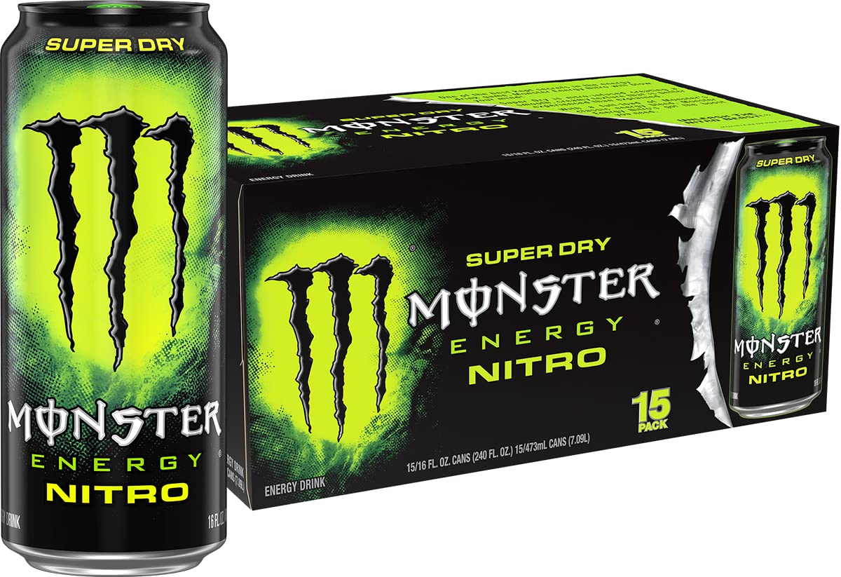 Monster Nitro Super Dry lata frontal mostrando el diseño y marca, ideal para reconocimiento