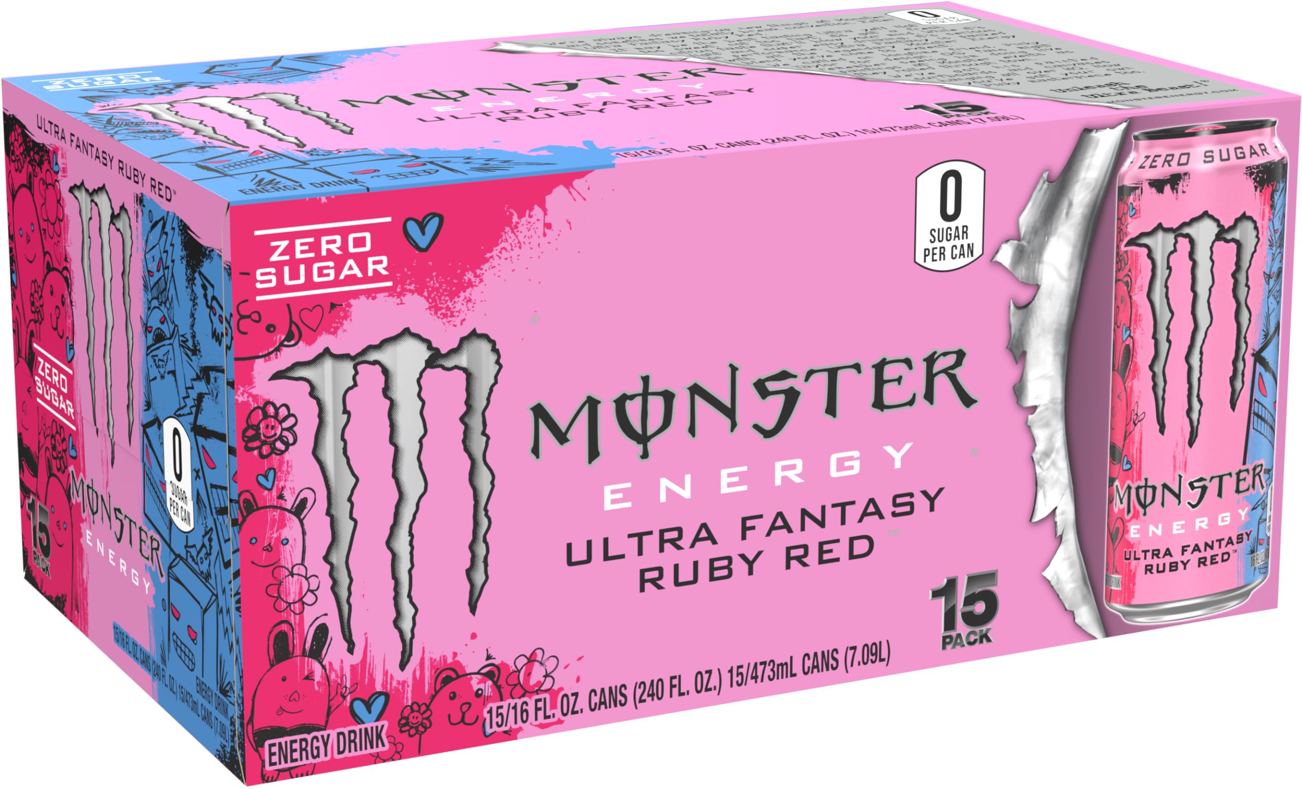 Monster Ultra Fantasy Ruby Red lata en mano, tamaño práctico y portable para energía