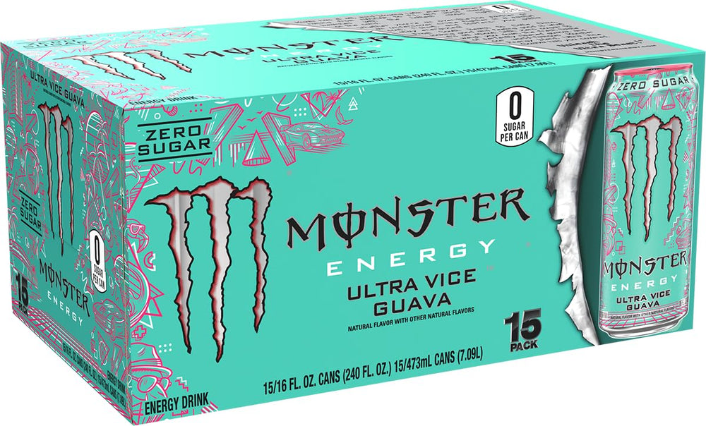 Monster Ultra Vice Guava primer plano de burbujas y textura refrescante