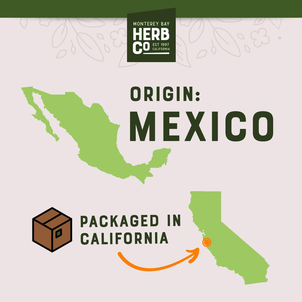 MONTEREY BAY HERB CO comparación de tamaño muestra cantidad en 1 libra