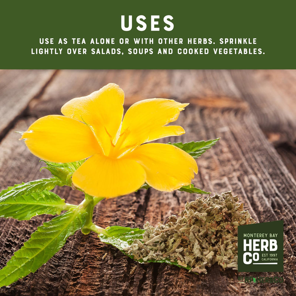 MONTEREY BAY HERB CO damiana espolvoreada en ensalada aporta sabor herbal