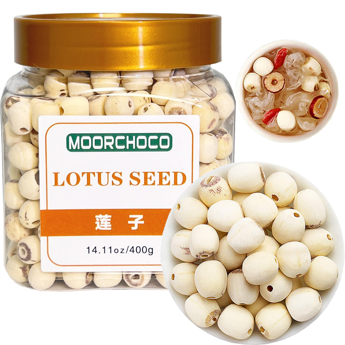 MOORCHOCO empaque frontal de semillas de loto, fácil almacenamiento