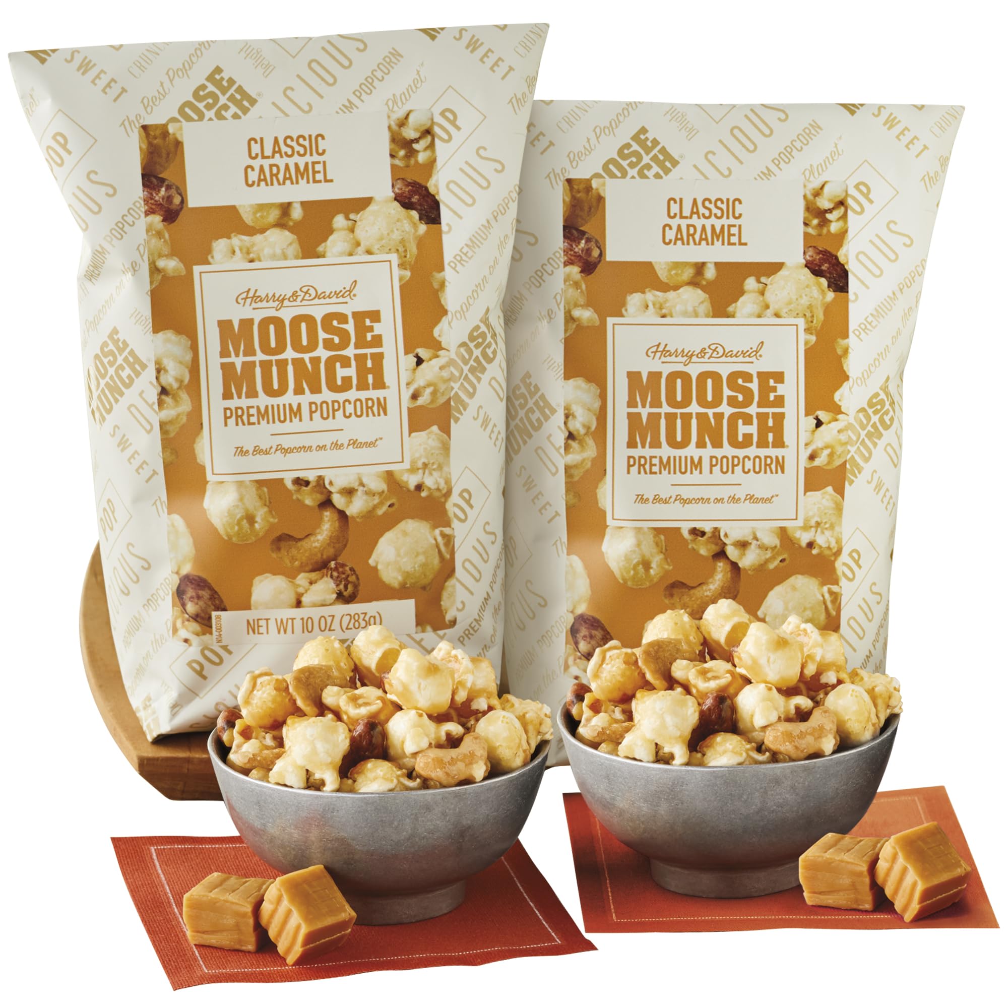 Moose Munch frente del paquete mostrando presentación y porciones