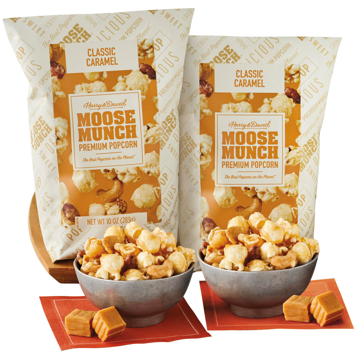 Moose Munch frente del paquete mostrando presentación y porciones