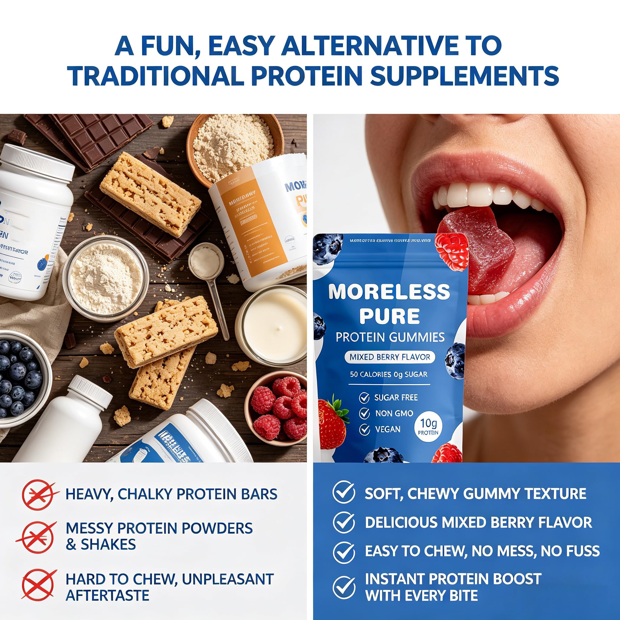 Moreless envase 60ct comparado con teléfono, muestra tamaño y portabilidad
