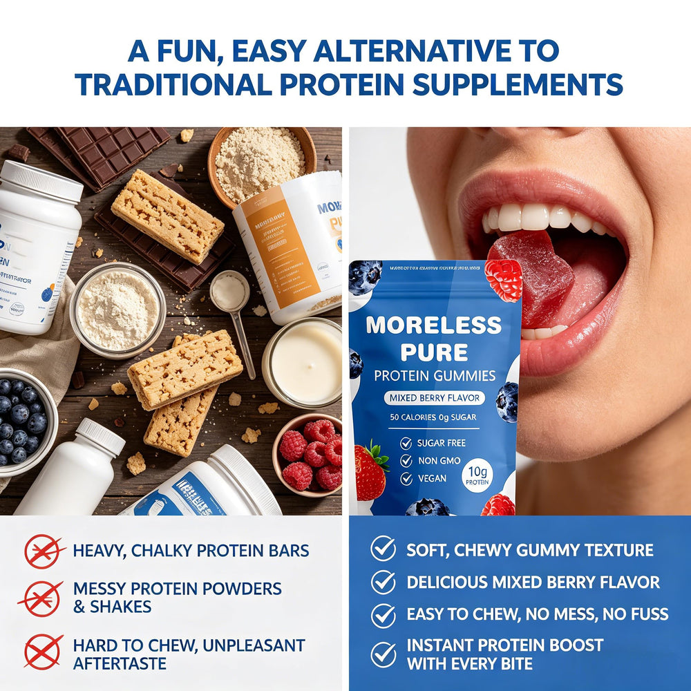 Moreless envase 60ct comparado con teléfono, muestra tamaño y portabilidad